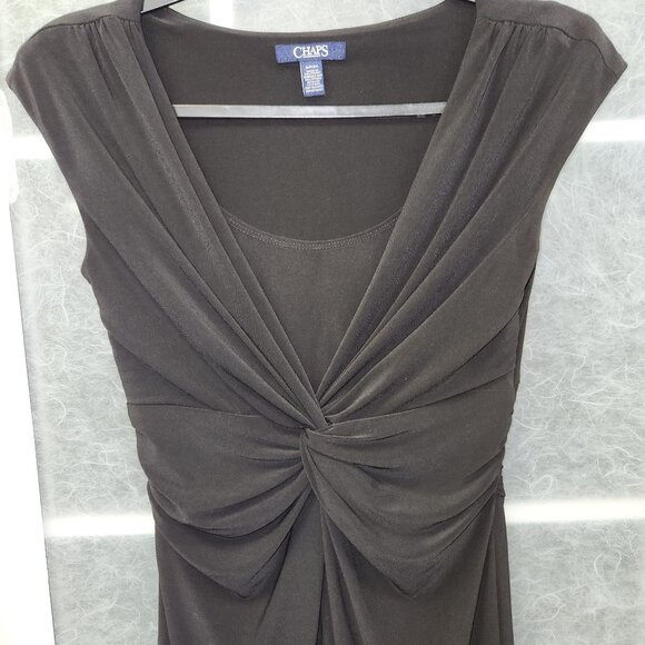 Chaps Black Twist Front Dress S/P Short Sleeve Pullover 3489 - Picture 3 of 9